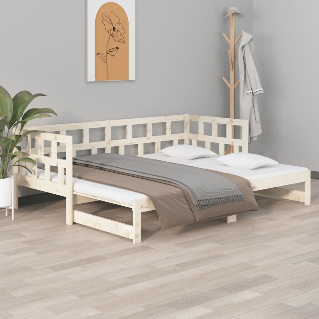 Pull-out Day Bed without Mattress Solid Wood Pine 2x(90x190) cm