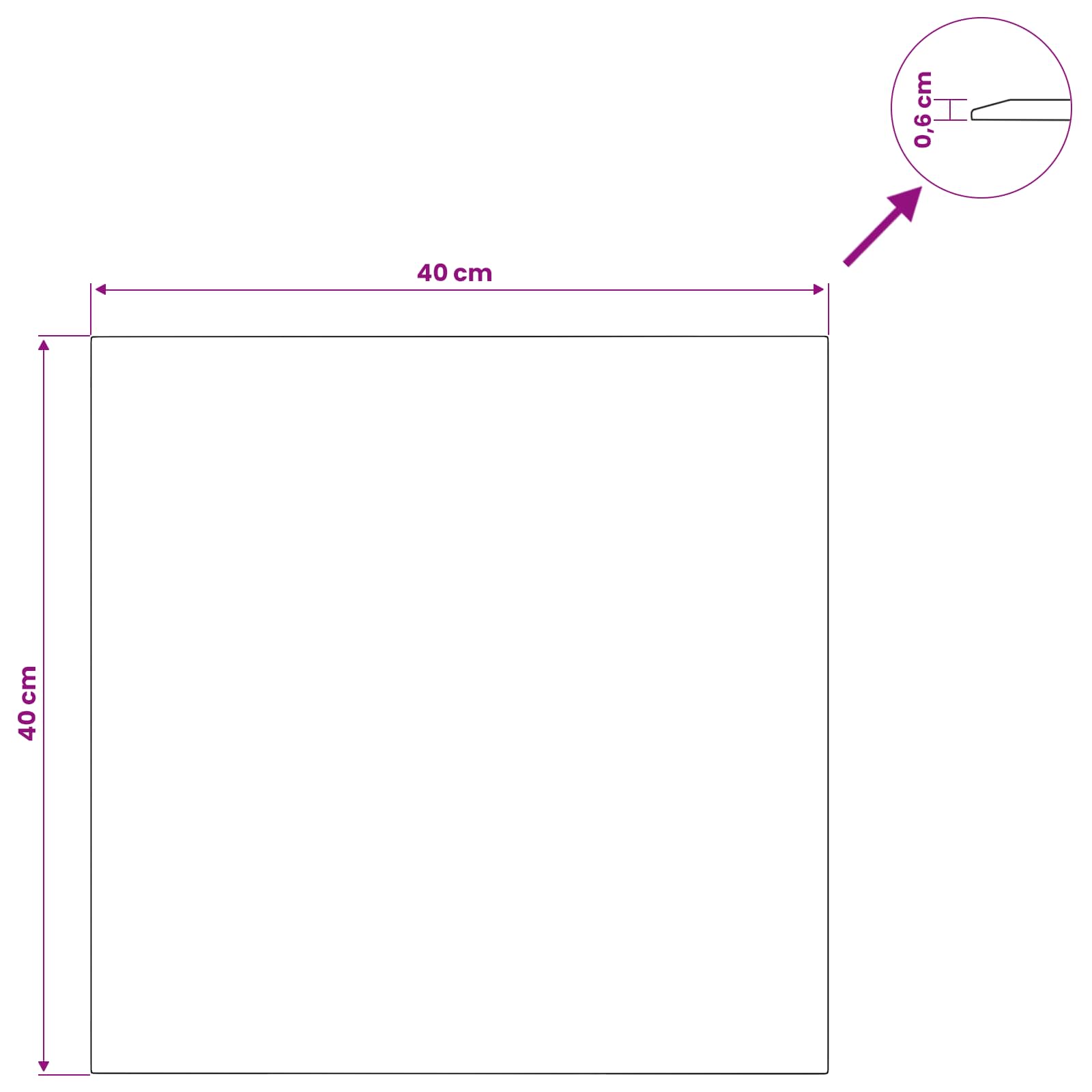 Table Top Transparent 40x40 cm Tempered Glass