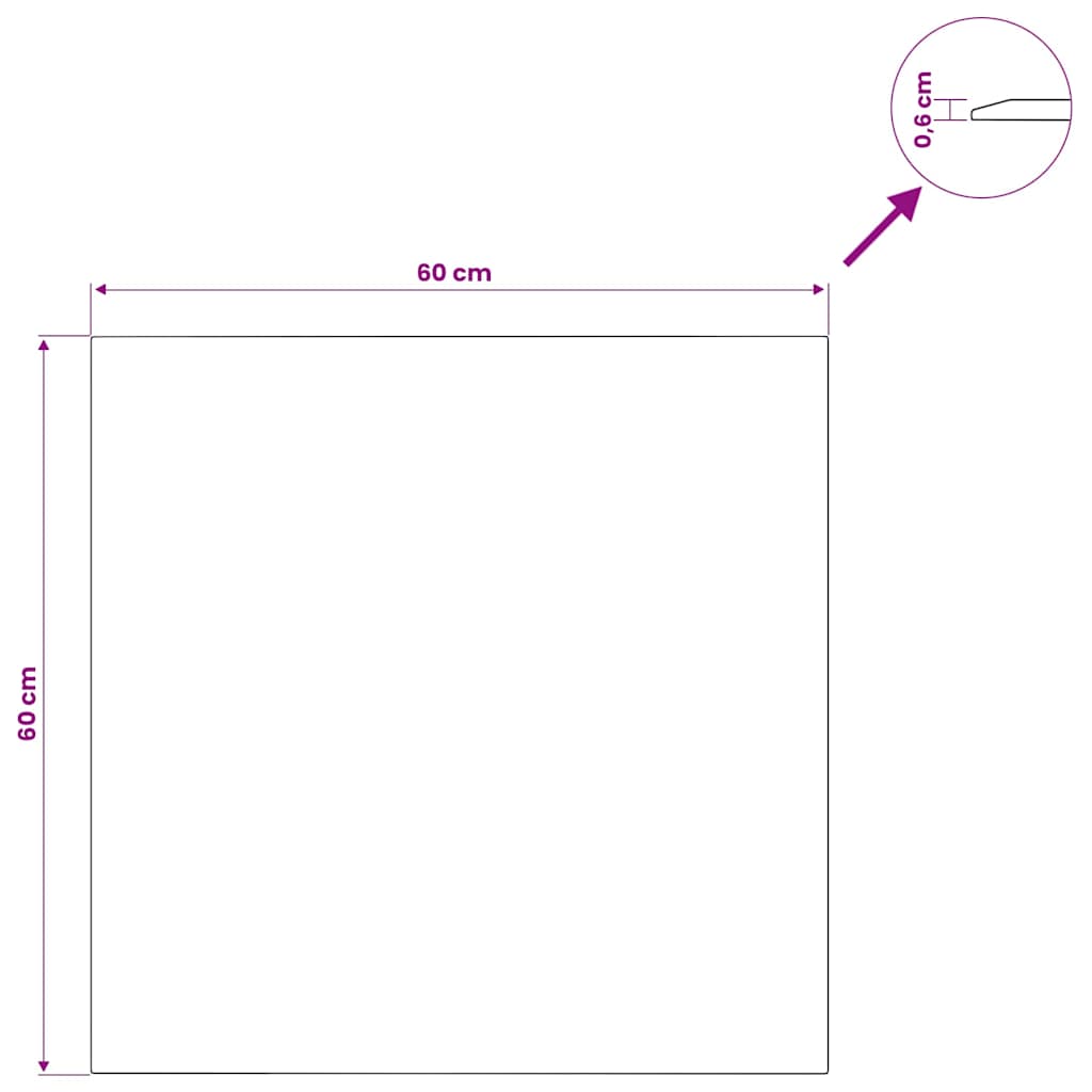Table Top Transparent 60x60 cm Tempered Glass