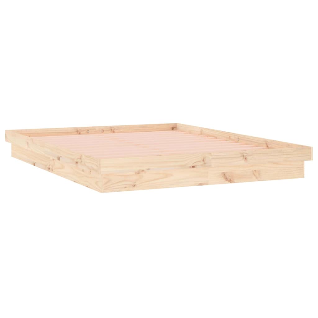LED Bed Frame without Mattress 150x200 cm Solid Wood