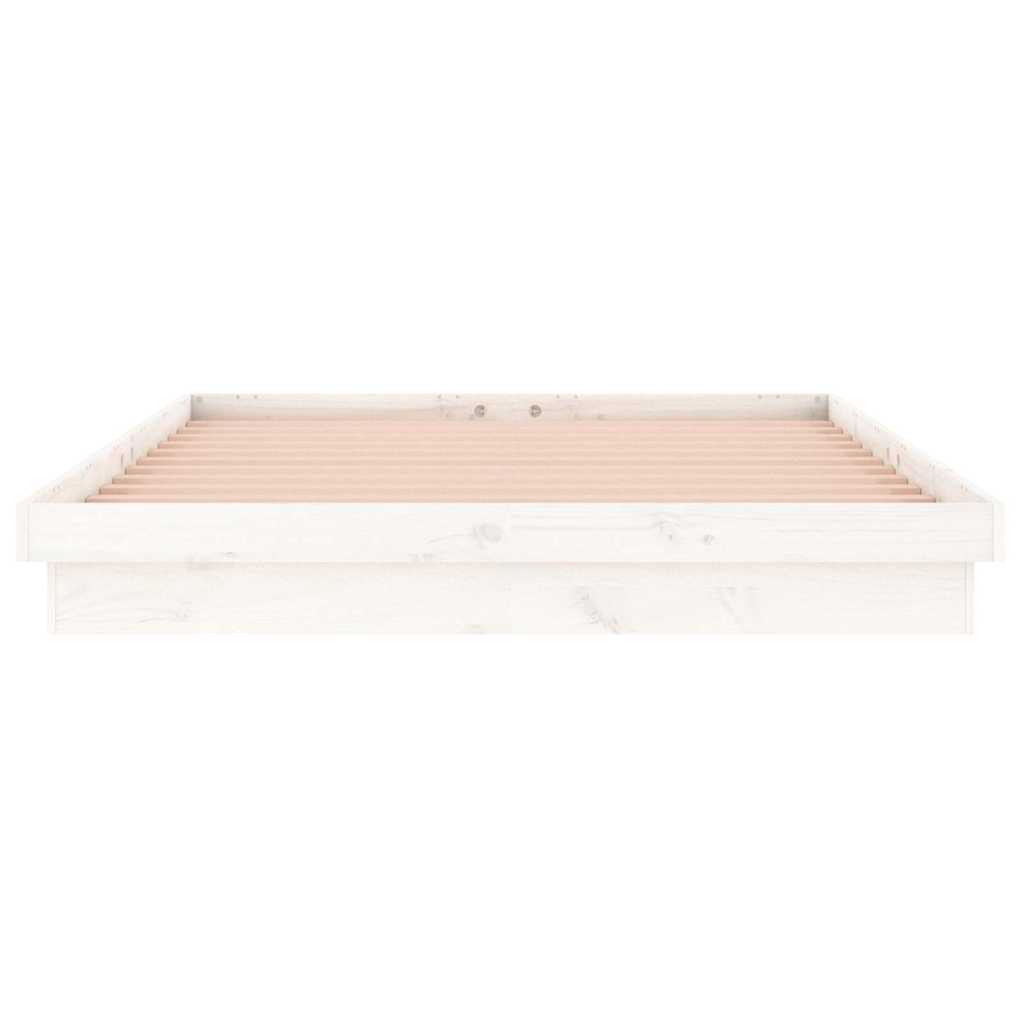LED Bed Frame without Mattress White 135x190 cm Solid Wood