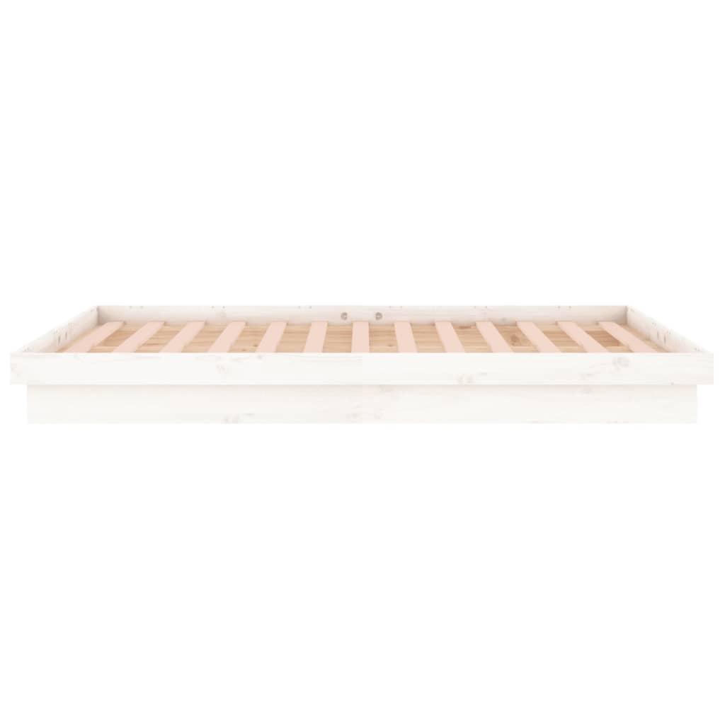 LED Bed Frame without Mattress White 135x190 cm Solid Wood