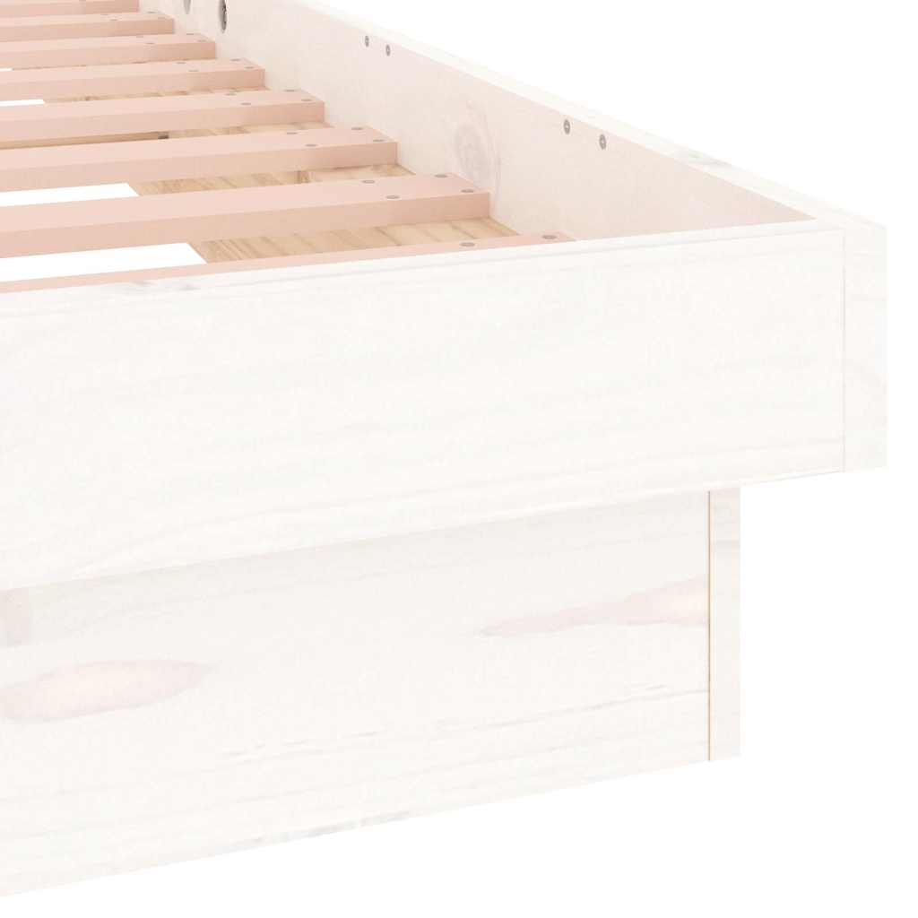 LED Bed Frame without Mattress White 135x190 cm Solid Wood