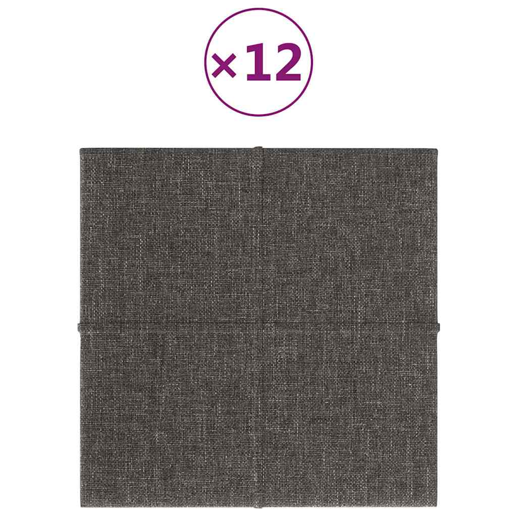 Wall Panels 12 pcs Dark Grey 30x30 cm Fabric 1,08 m²