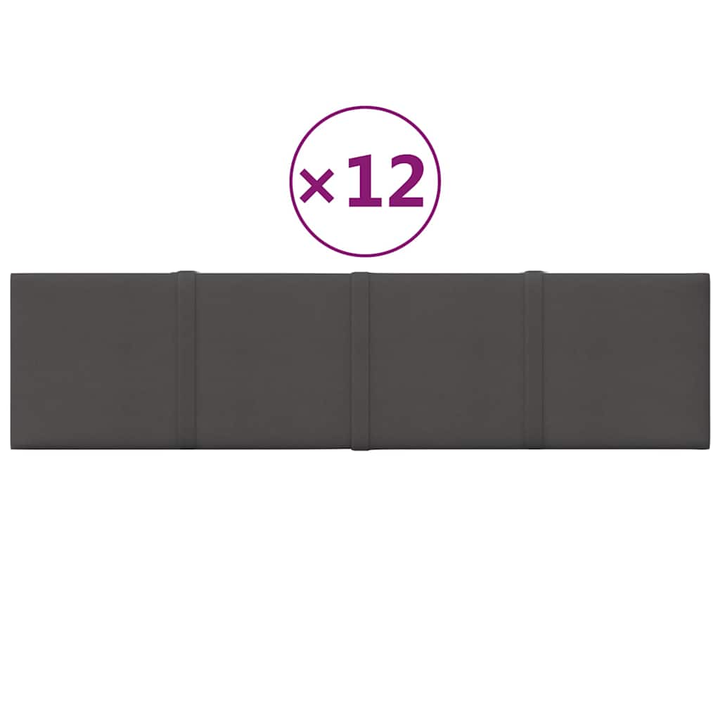 Wall Panels 12 pcs Dark Grey 60x15 cm Fabric 1.08 m²