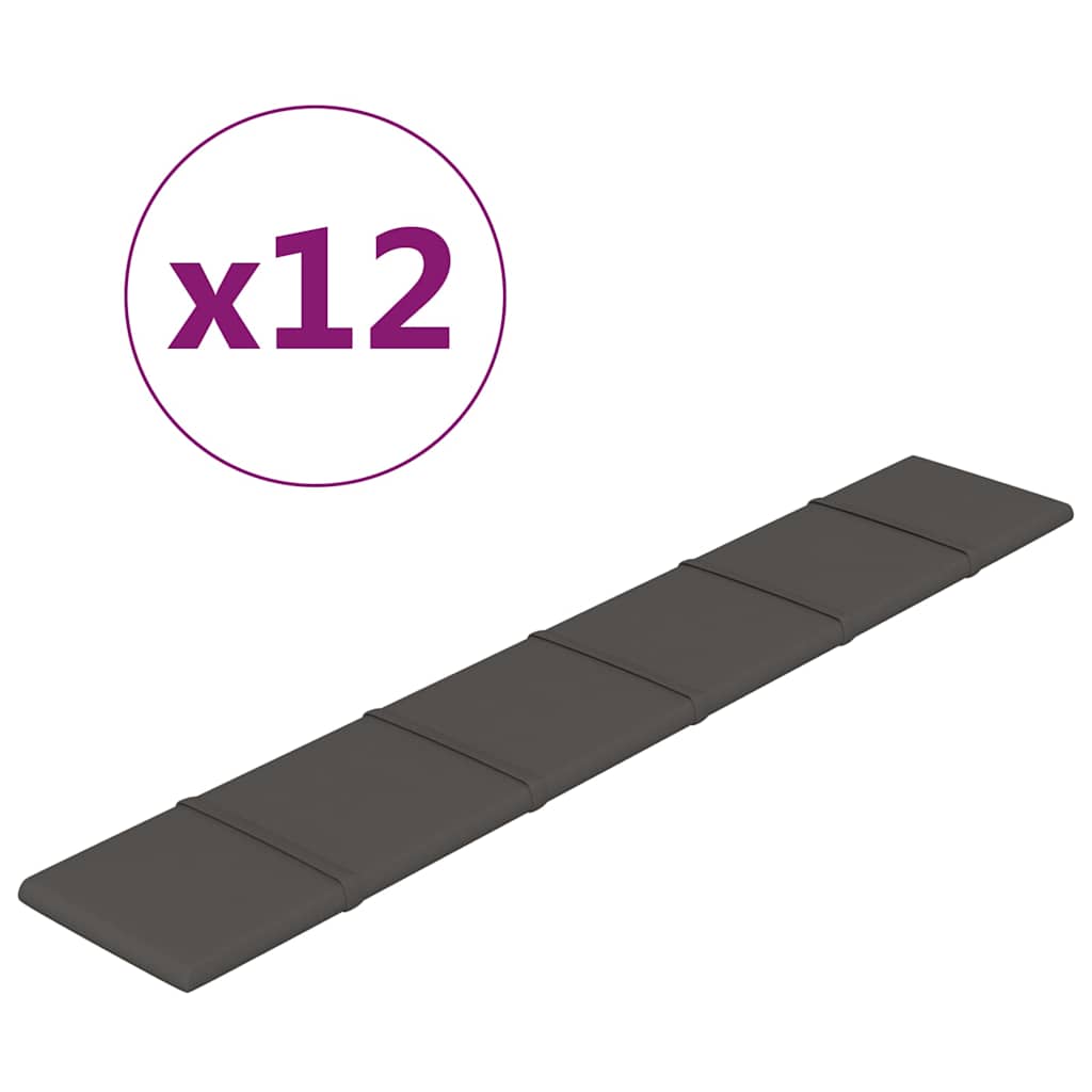 Wall Panels 12 pcs Dark Grey 90x15 cm Fabric 1.62 m²