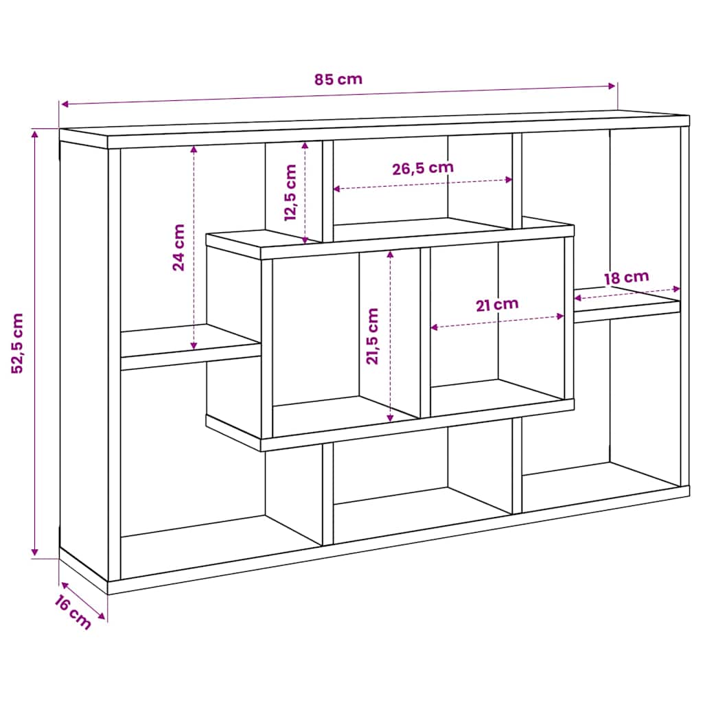 Wall Shelf White 85x16x52.5 cm Engineered Wood