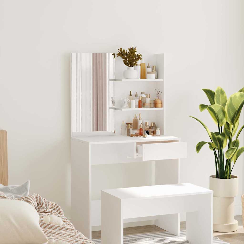 Dressing Table with Mirror White 74.5x40x141 cm
