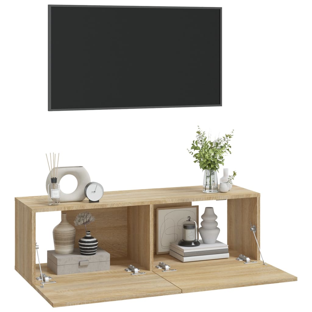 Wall TV Cabinets 2 pcs Sonoma Oak 100x30x30 cm Engineered Wood