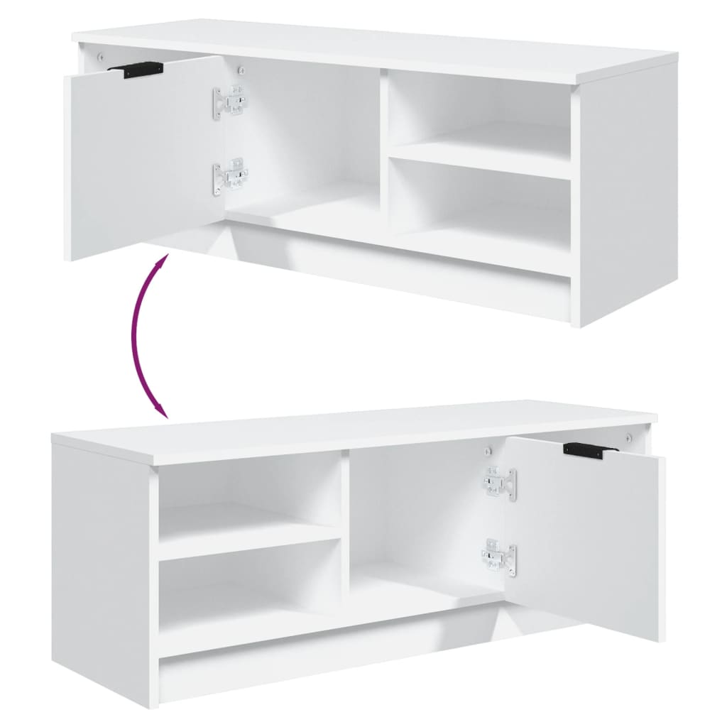 TV Cabinet White 102x35.5x36.5 cm Engineered Wood
