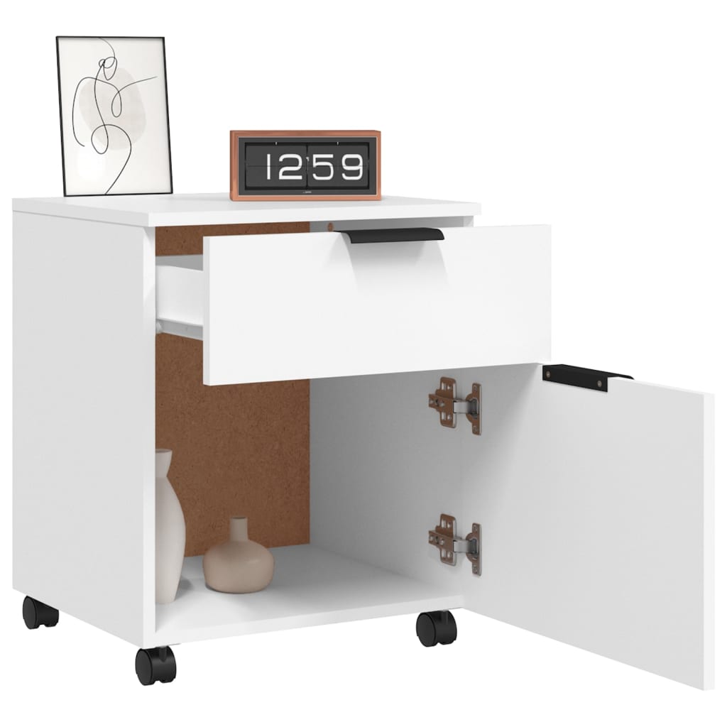 Mobile File Cabinet with Wheels White 45x38x54 cm