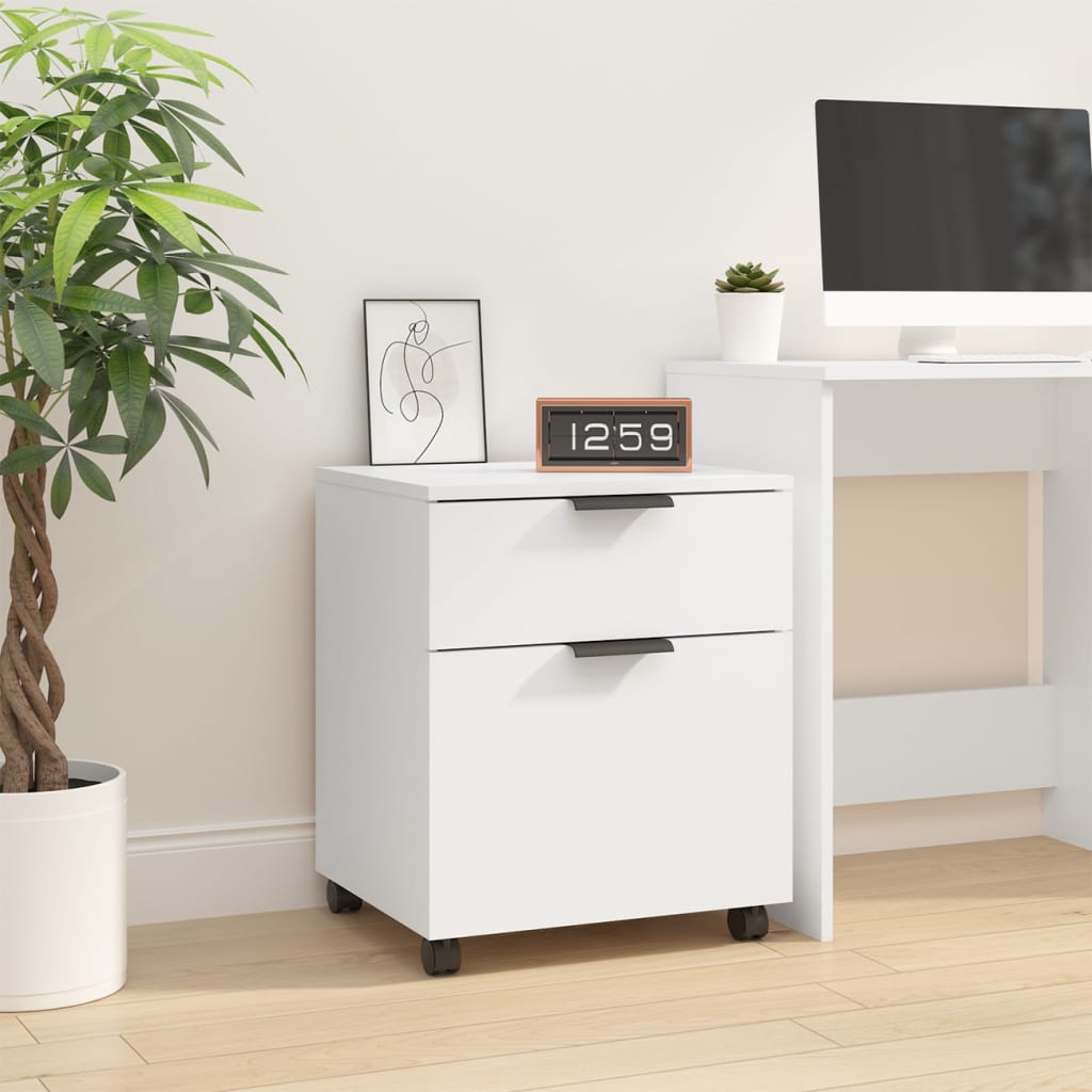 Mobile File Cabinet with Wheels White 45x38x54 cm