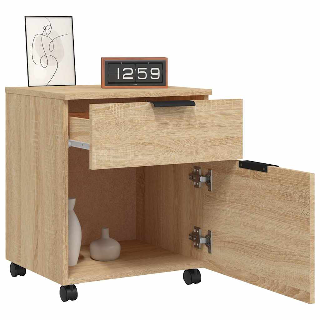 Mobile File Cabinet with Wheels Sonoma Oak 45x38x54 cm Engineered Wood