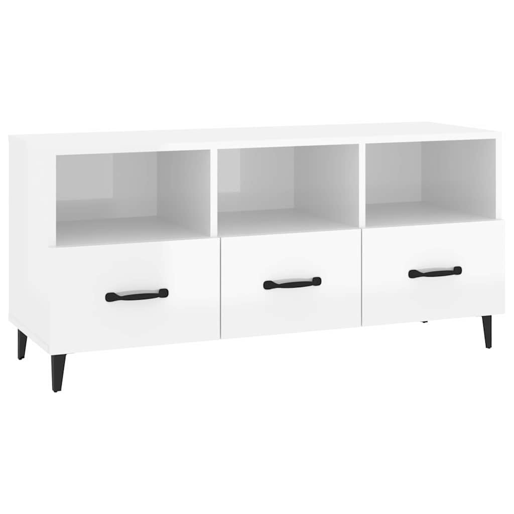 TV Cabinet High Gloss White 102x35x50 cm Engineered Wood