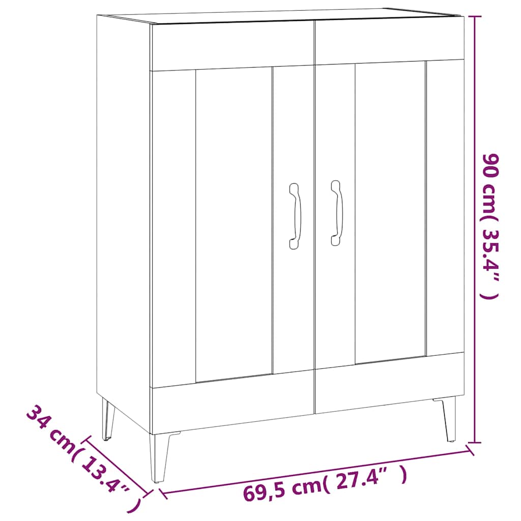 Sideboard Smoked Oak 69.5x34x90 cm Engineered Wood