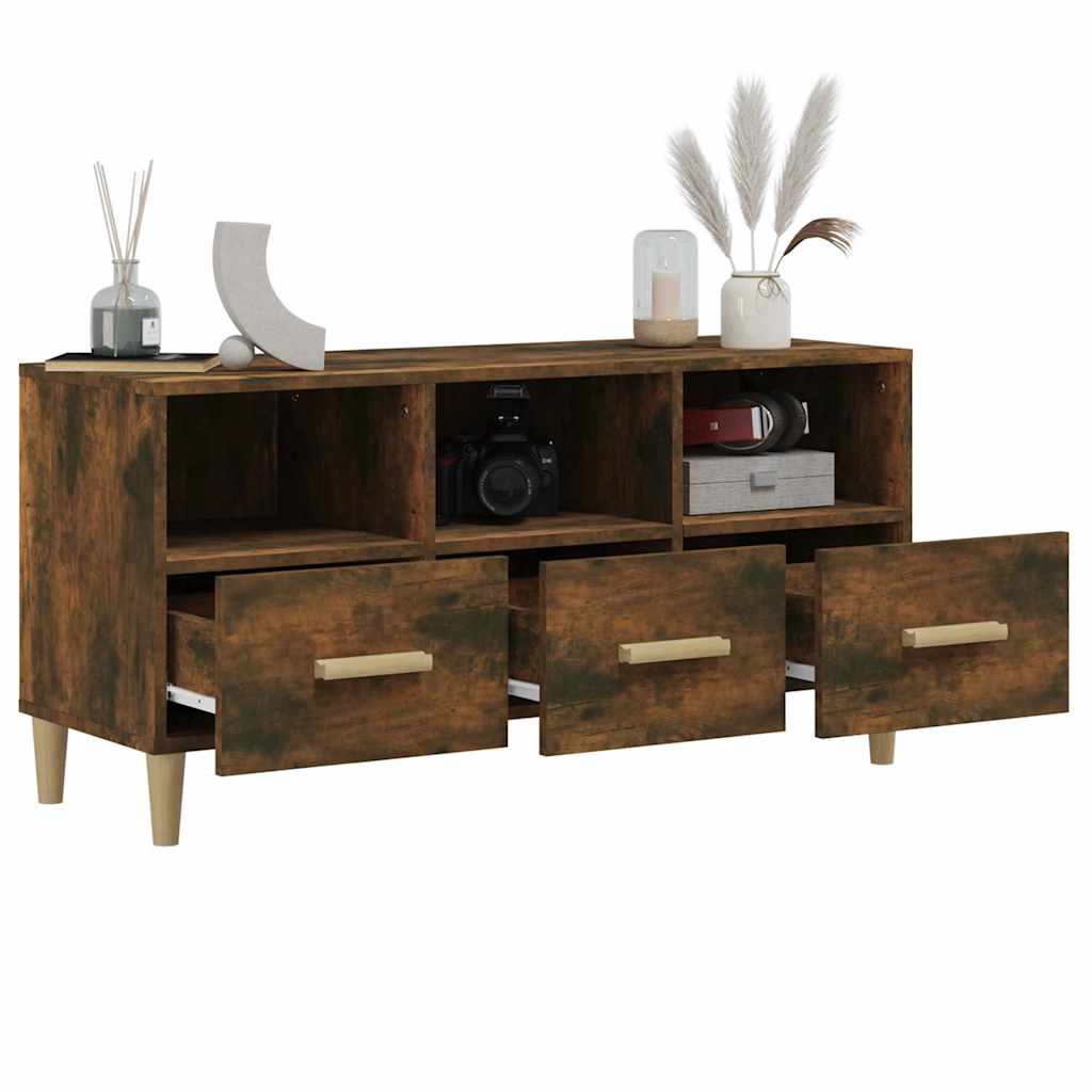 TV Cabinet Smoked Oak 102x36x50 cm Engineered Wood