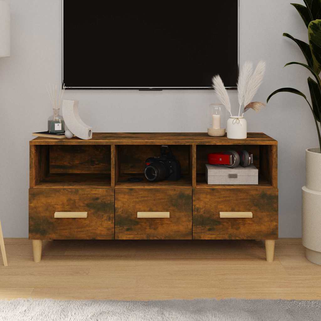 TV Cabinet Smoked Oak 102x36x50 cm Engineered Wood