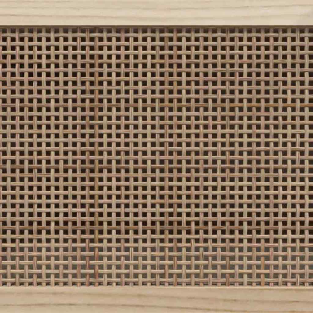 TV Cabinet White 80x30x40 cm Solid Wood Pine and Natural Rattan