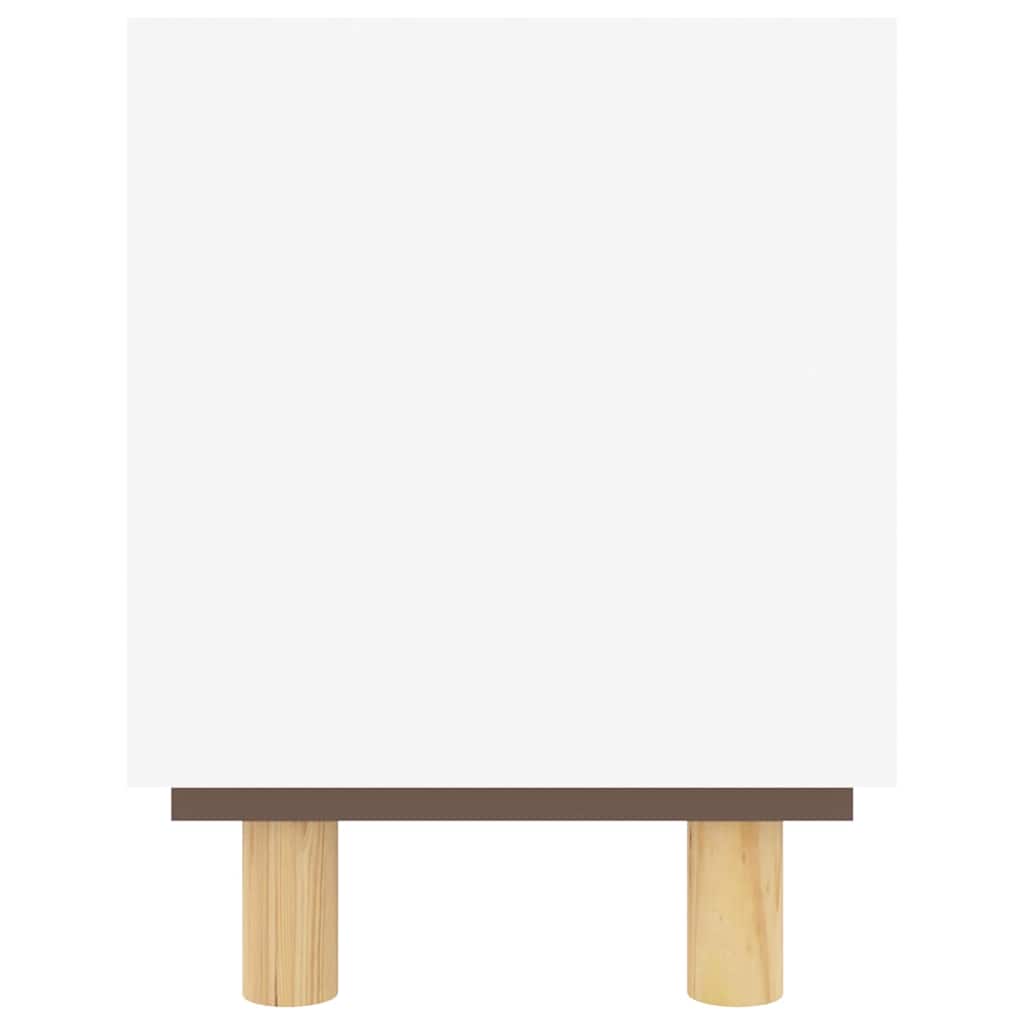 TV Cabinet White 105x30x40 cm Solid Wood Pine&Natural Rattan