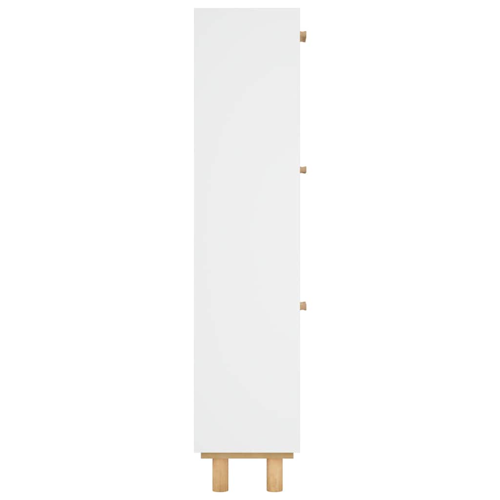 Shoe Cabinet White 52x25x115 cm Engineered Wood and Natural Rattan