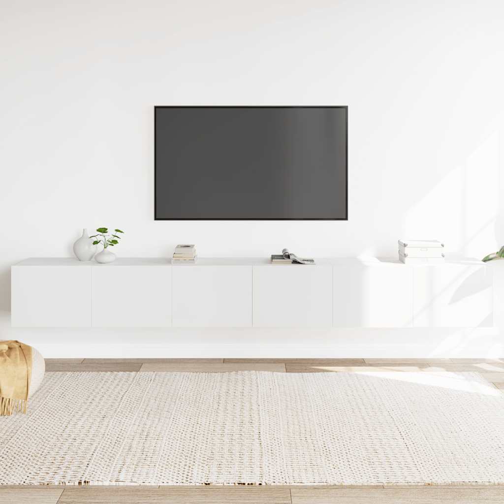 3 Piece TV Cabinet Set White Engineered Wood
