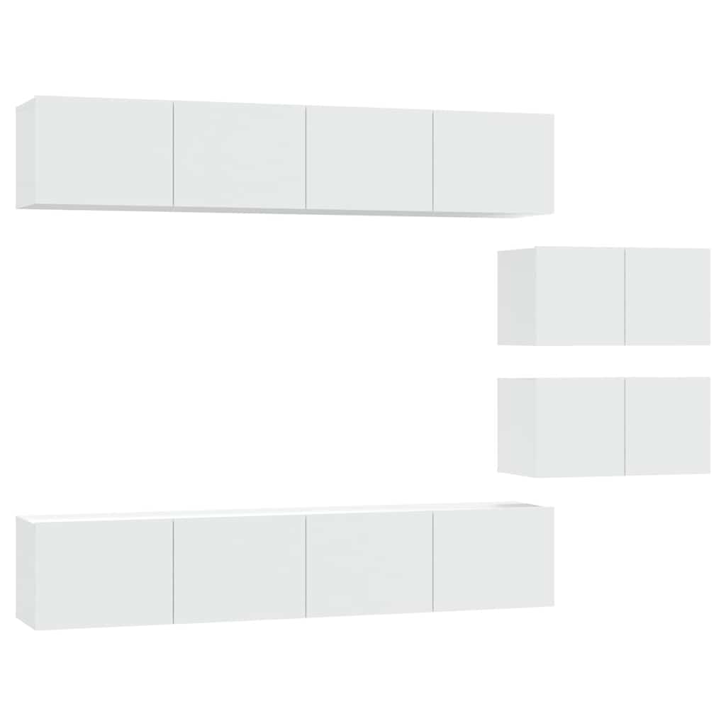 4 Piece TV Cabinet Set White Engineered Wood