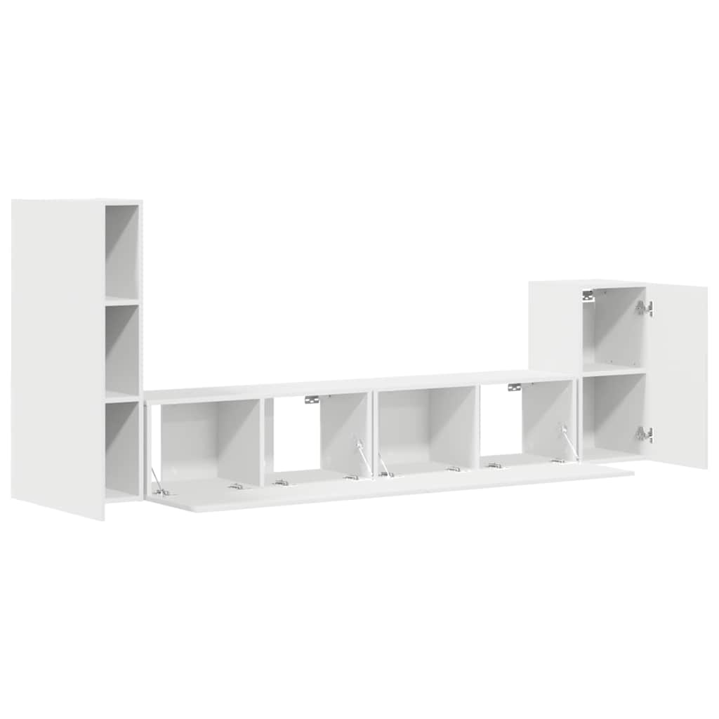 4 Piece TV Cabinet Set White Engineered Wood