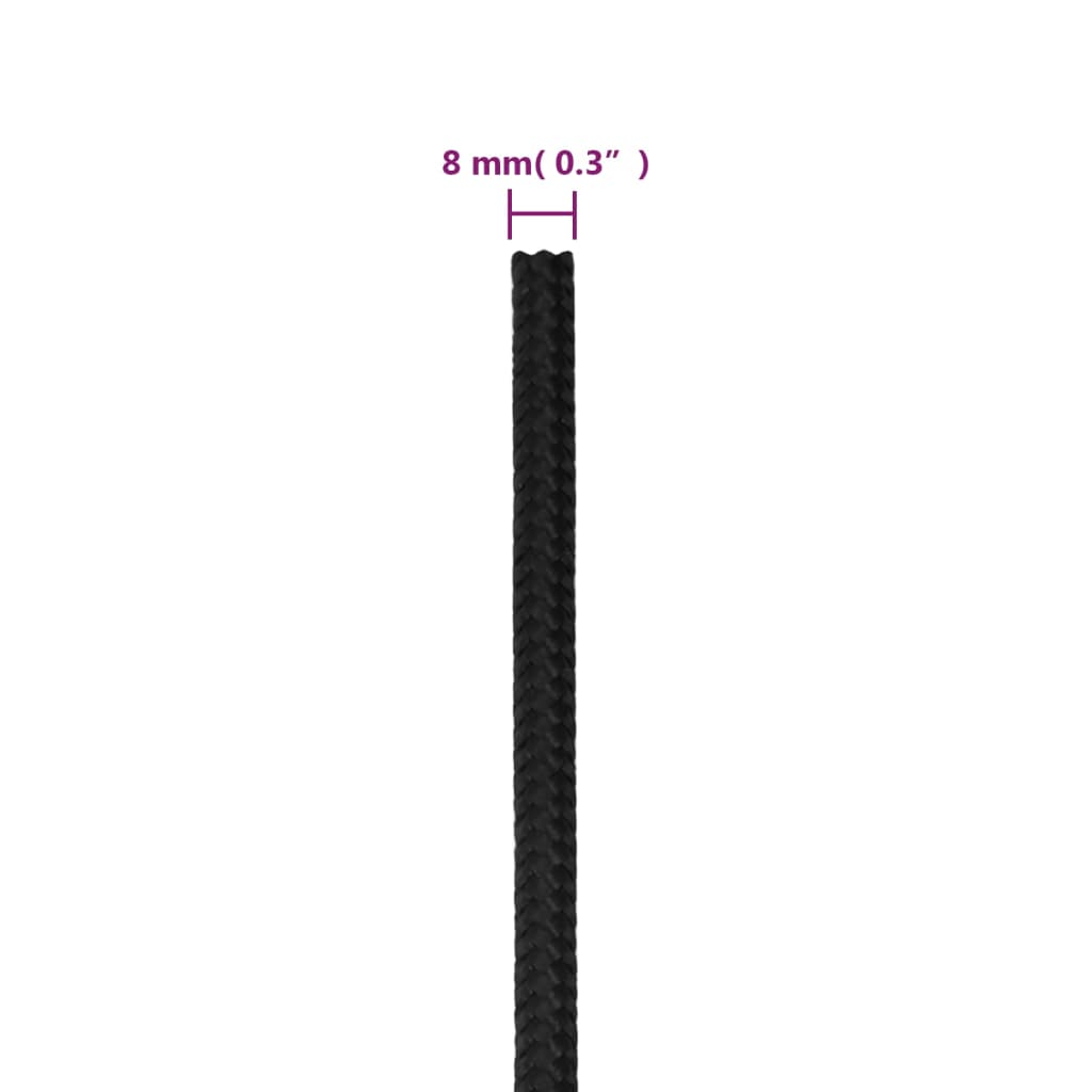 Boat Rope Full Black 8 mm 50 m Polypropylene