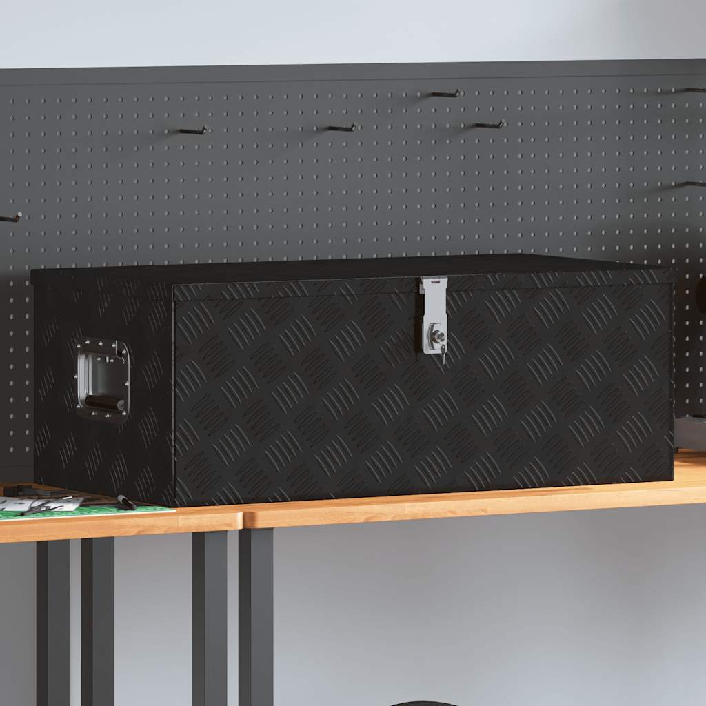 Storage Box Black 90x47x33.5 cm Aluminium
