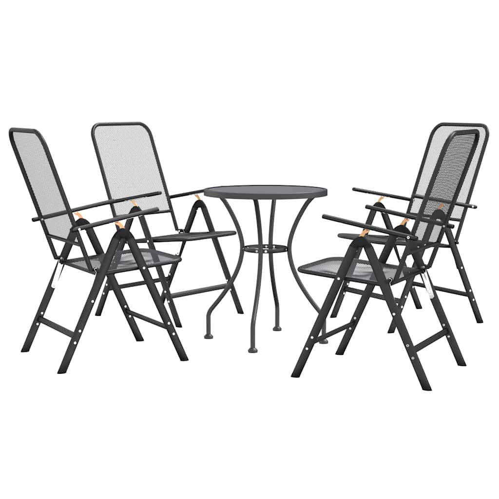 5 Piece Garden Dining Set Expanded Metal Mesh Anthracite