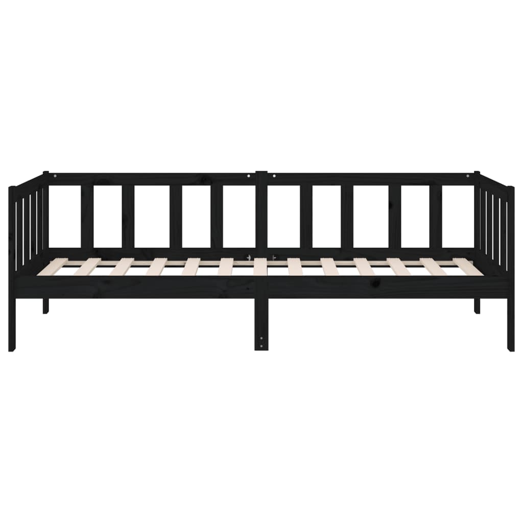 Day Bed without Mattress Black 90x190 cm Solid Wood Pine