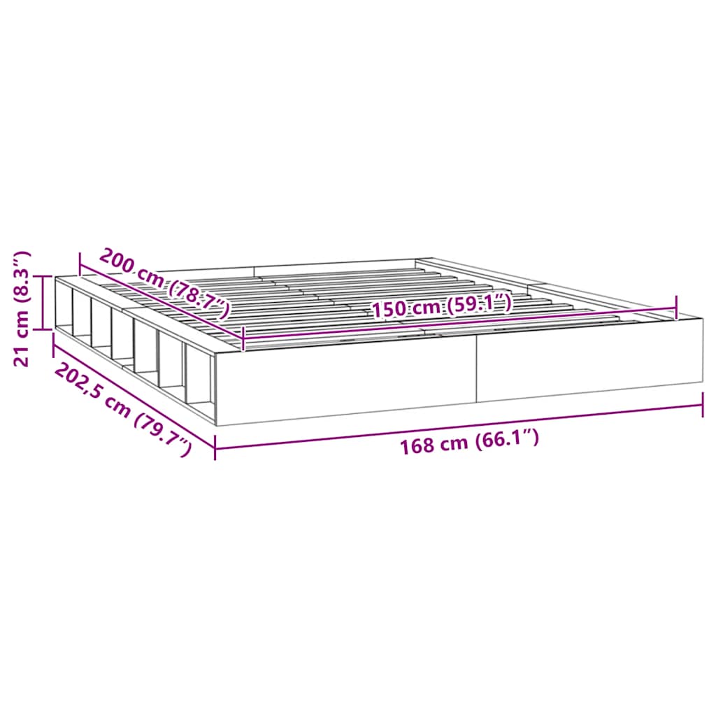 Bed Frame without Mattress 150x200 cm Solid Wood