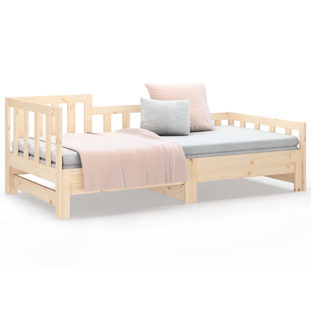 Pull-out Day Bed without Mattress 2x(90x190) cm Solid Wood Pine