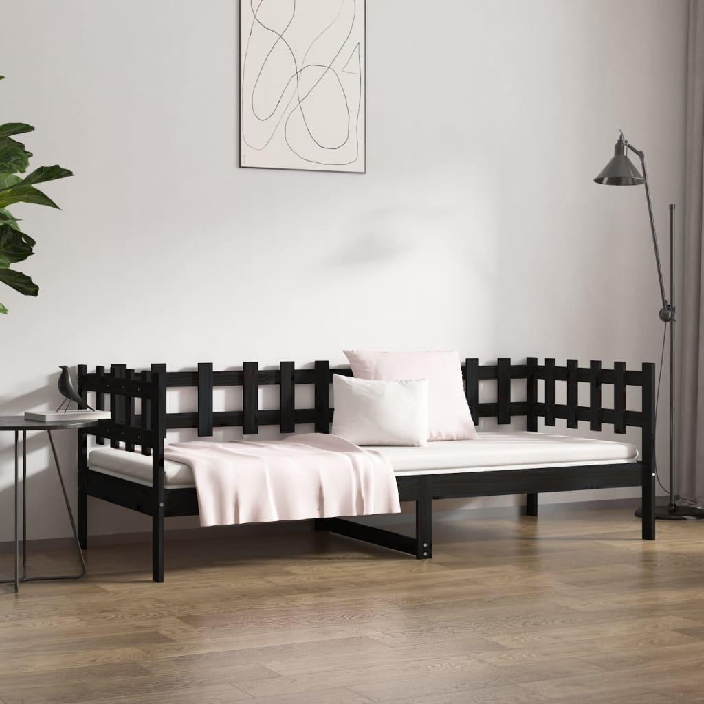 Day Bed without Mattress Black 90x190 cm Solid Wood Pine