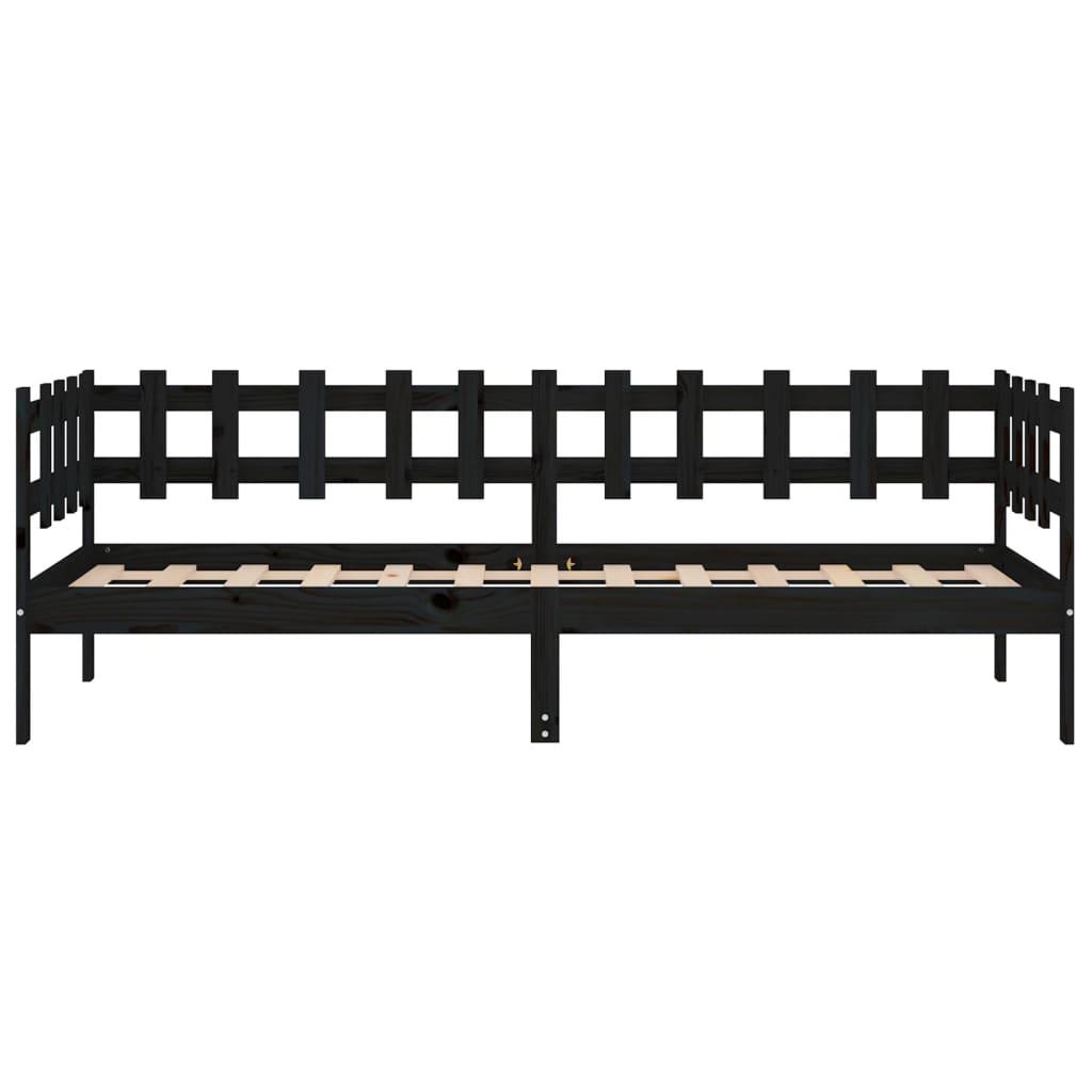 Day Bed without Mattress Black 90x190 cm Solid Wood Pine