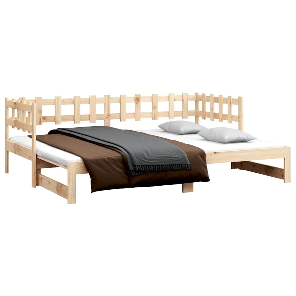 Pull-out Day Bed without Mattress 2x(90x190) cm Solid Wood Pine