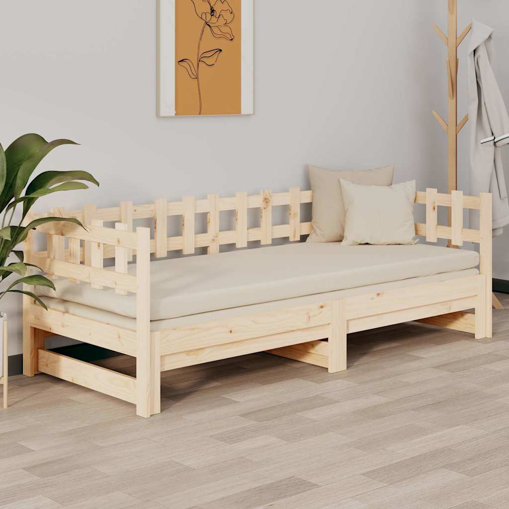 Pull-out Day Bed without Mattress 2x(90x190) cm Solid Wood Pine