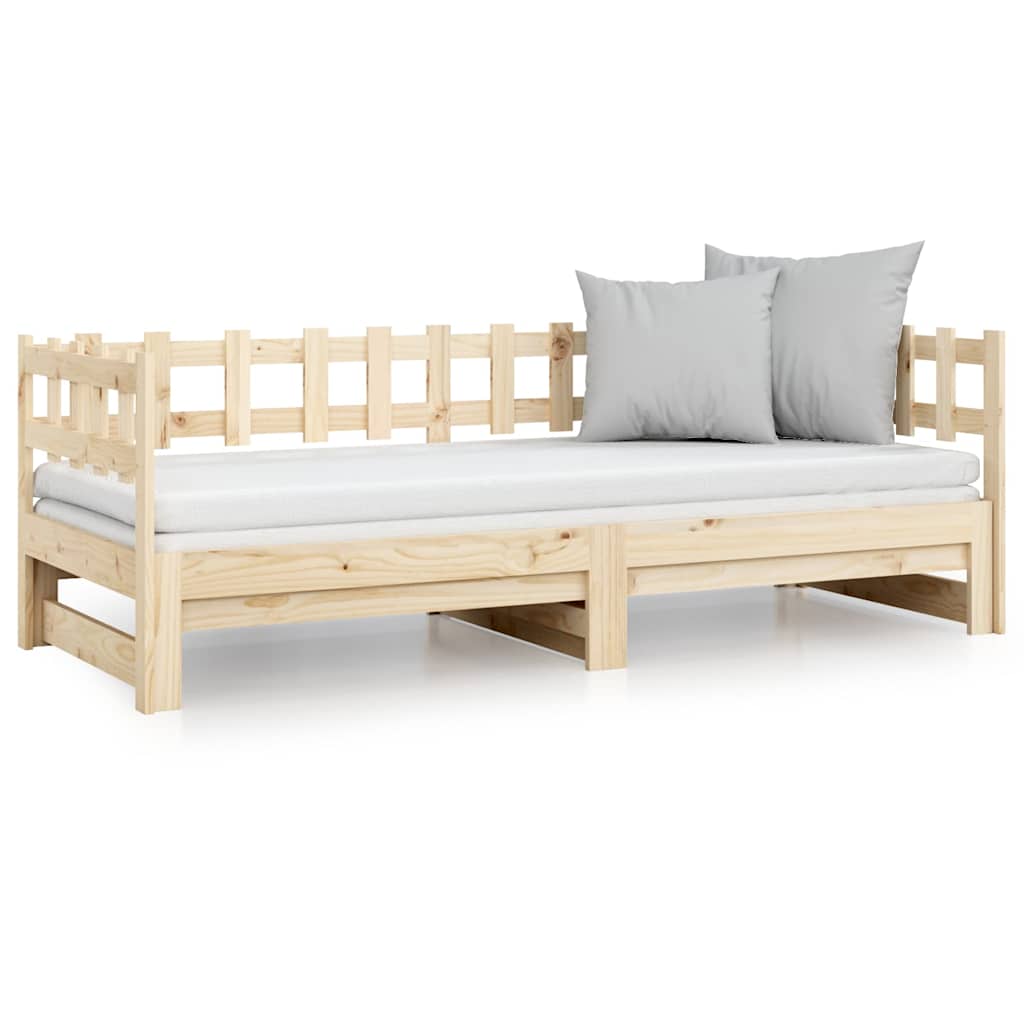 Pull-out Day Bed without Mattress 2x(90x190) cm Solid Wood Pine