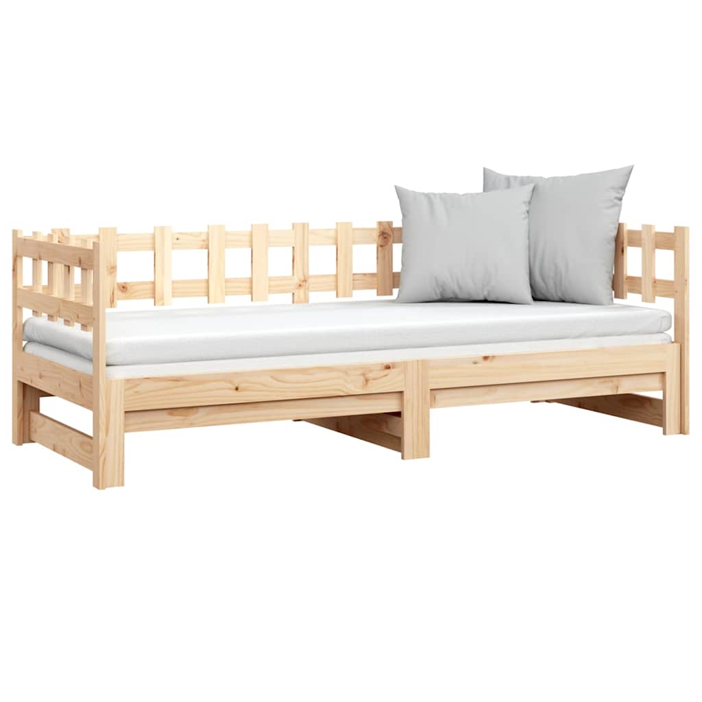 Pull-out Day Bed without Mattress 2x(90x190) cm Solid Wood Pine