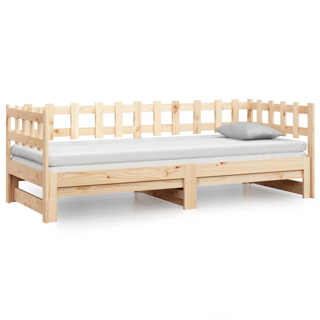 Pull-out Day Bed without Mattress 2x(90x190) cm Solid Wood Pine