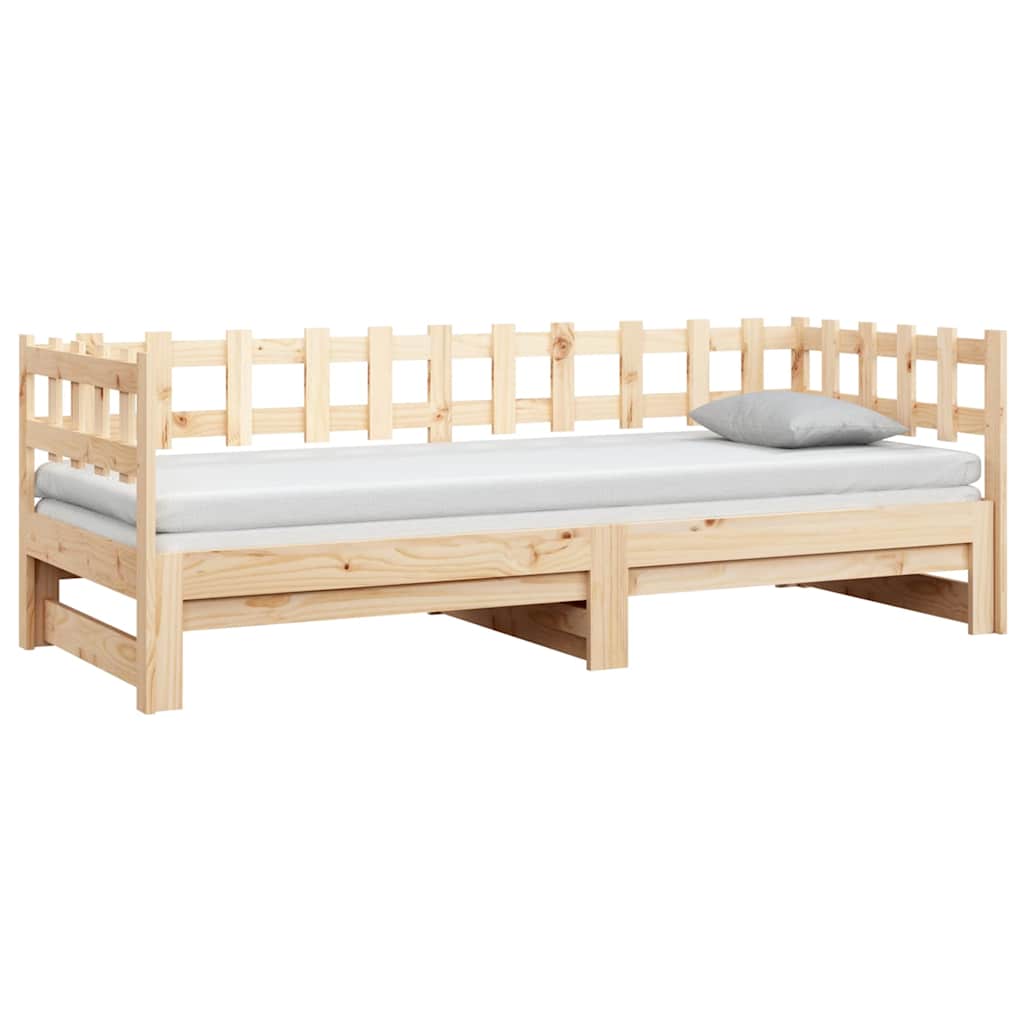 Pull-out Day Bed without Mattress 2x(90x190) cm Solid Wood Pine