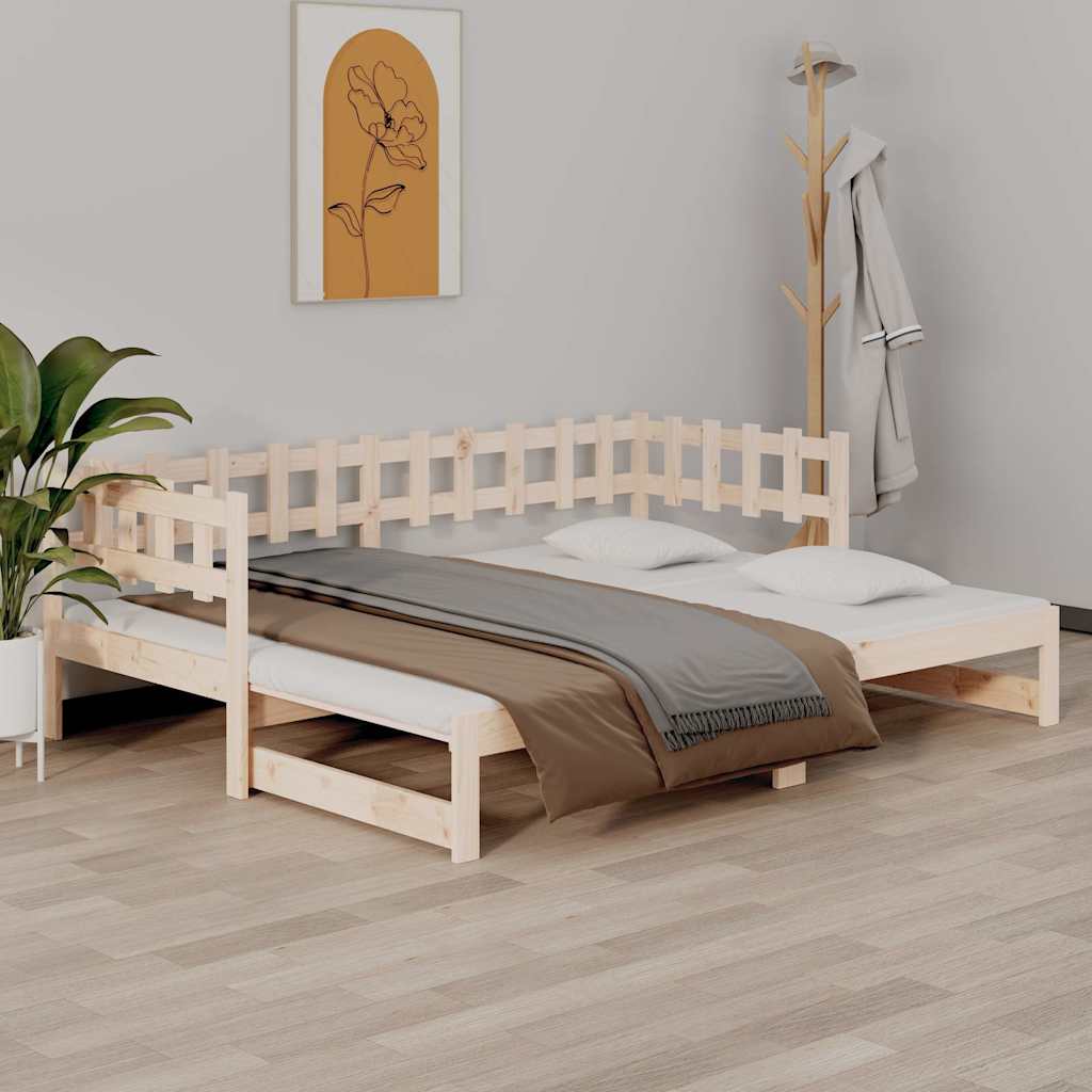 Pull-out Day Bed without Mattress 2x(90x190) cm Solid Wood Pine