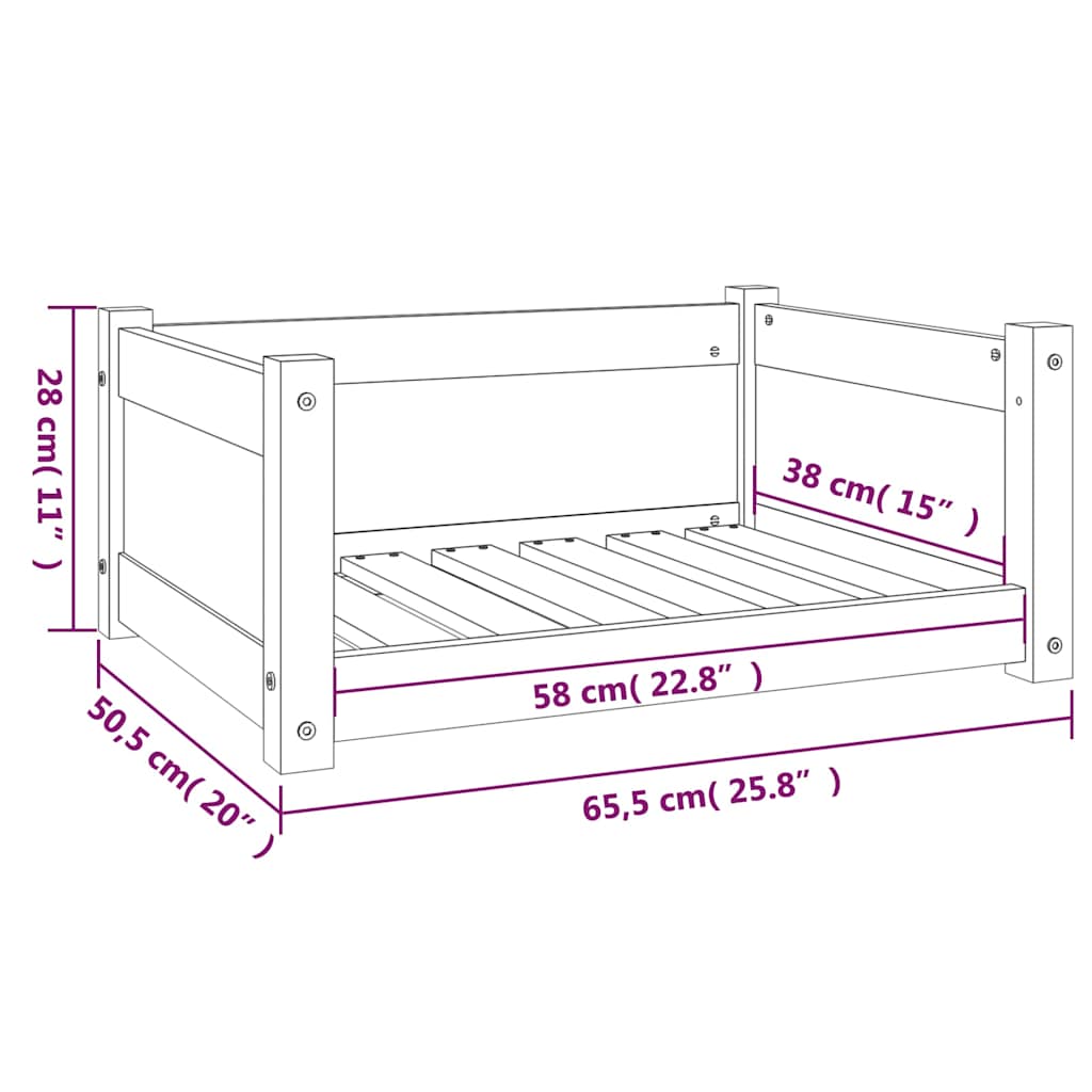 Dog Bed 65.5x50.5x28 cm Solid Pine Wood