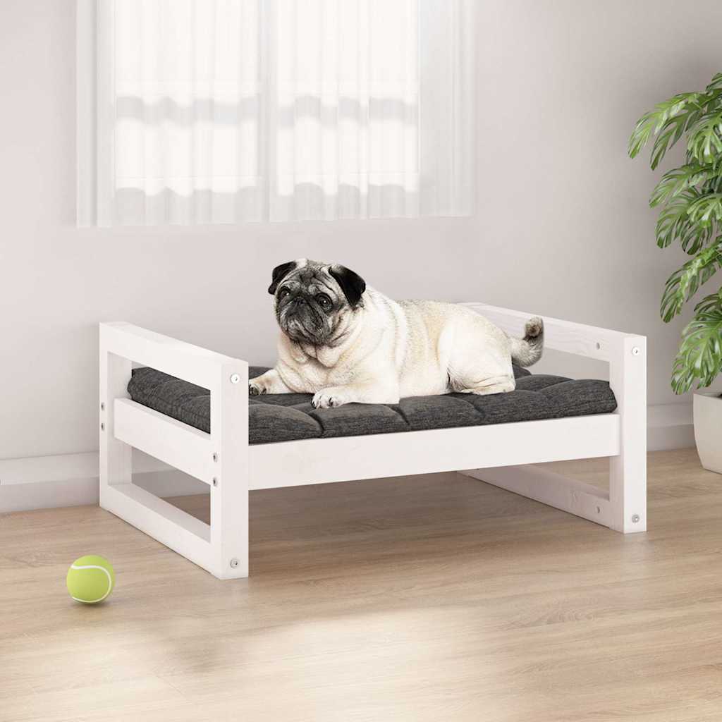 Dog Bed White 65.5x50.5x28 cm Solid Pine Wood