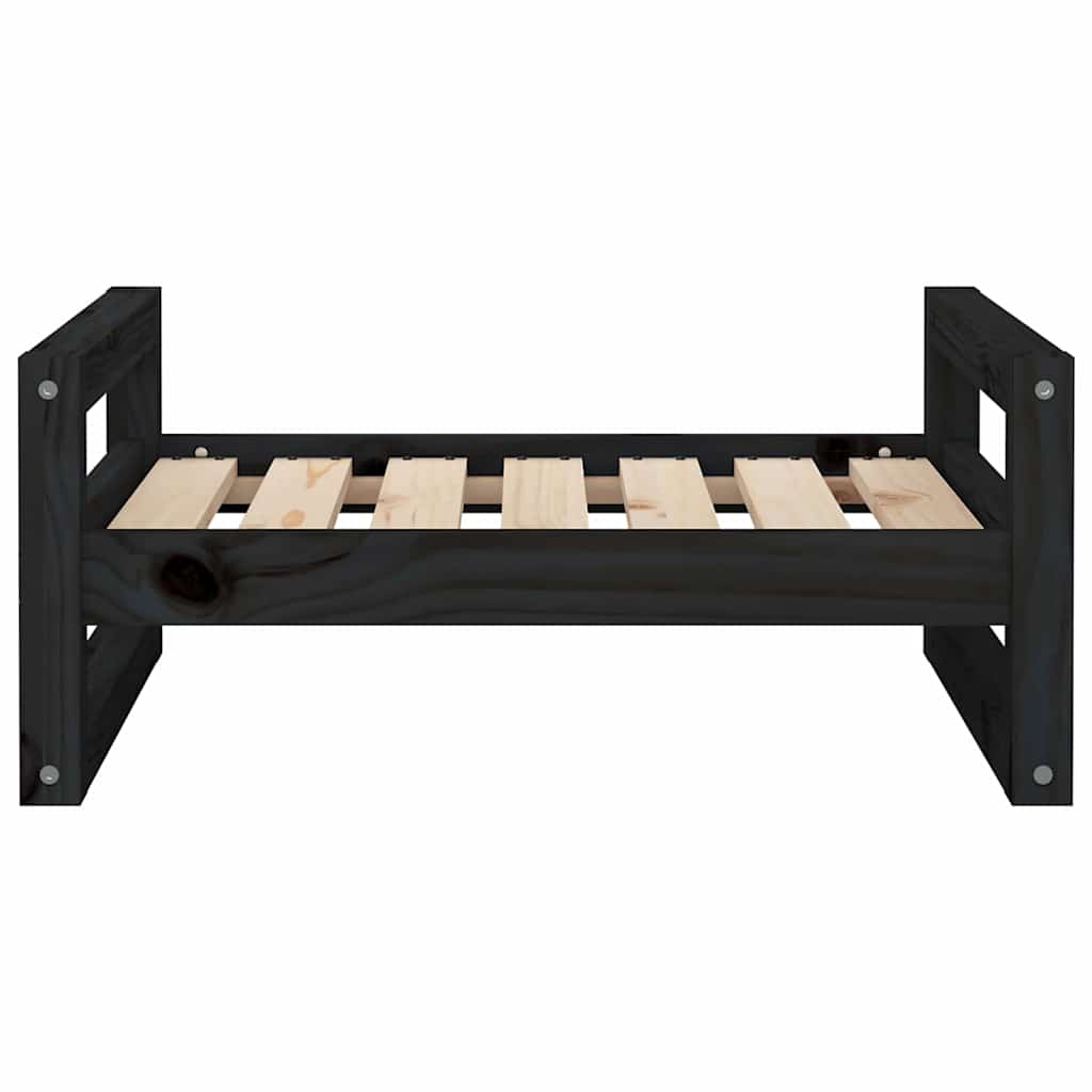 Dog Bed Black 65.5x50.5x28 cm Solid Pine Wood