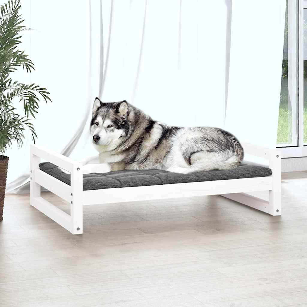 Dog Bed White 105,5x75,5x28 cm Solid Pine Wood