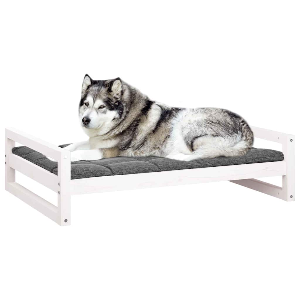 Dog Bed White 105,5x75,5x28 cm Solid Pine Wood