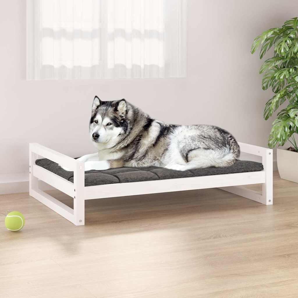 Dog Bed White 105,5x75,5x28 cm Solid Pine Wood