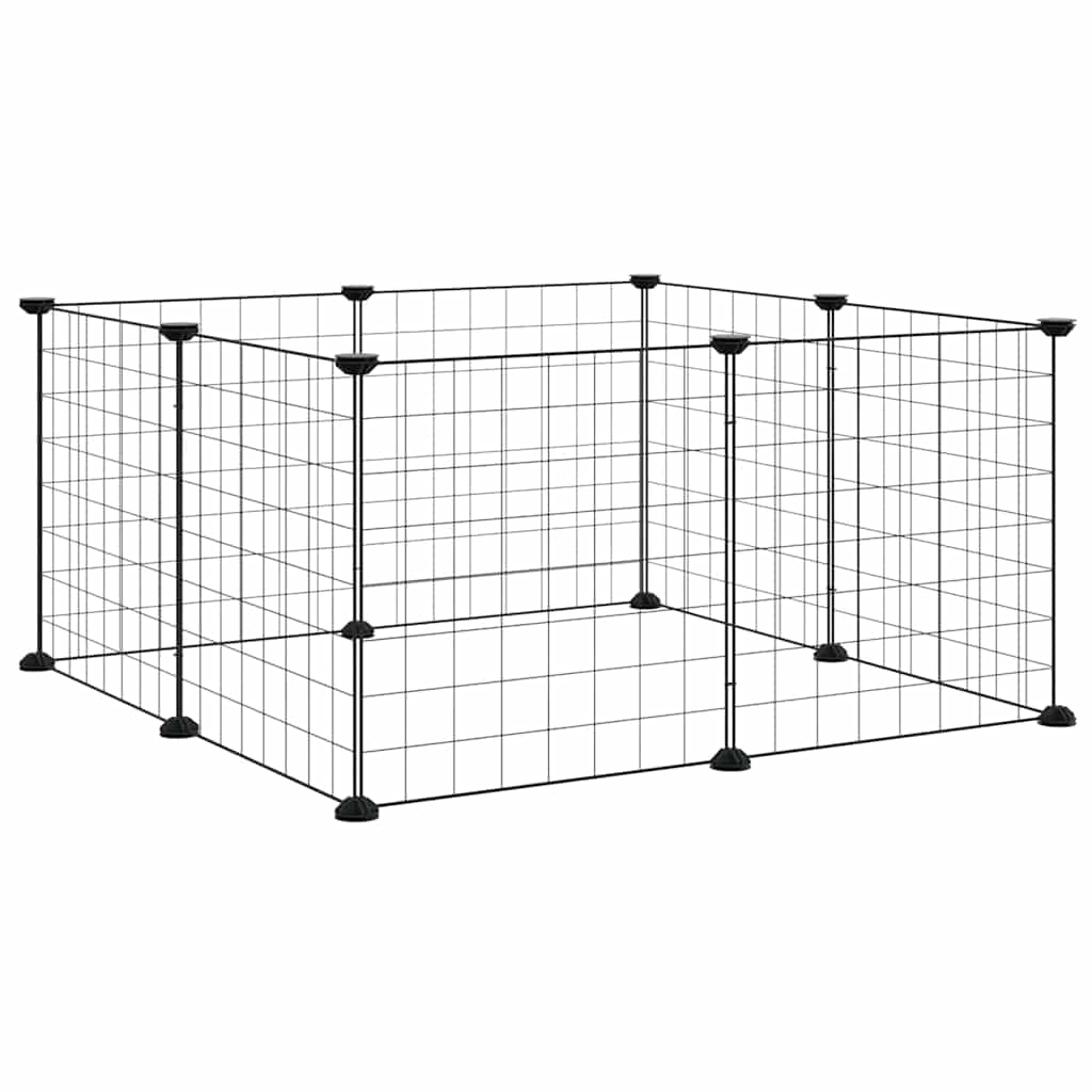 8-Panel Pet Cage Black 70x70x35 cm Steel