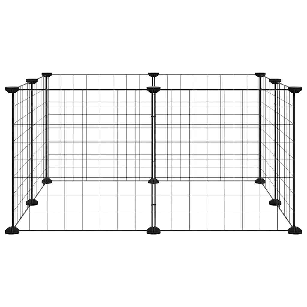 8-Panel Pet Cage Black 70x70x35 cm Steel